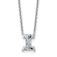 14K White Gold 1.75 Carat Lab Grown Diamond VS+ F+ Complete Letter I Single Stone Initial Necklace, 18" view 1