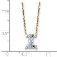 14K Yellow Gold 1.75 Carat Lab Grown Diamond VS+ F+ Complete Letter I Single Stone Initial Necklace, 18" view 3