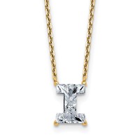 14K Yellow Gold 1.75 Carat Lab Grown Diamond VS+ F+ Complete Letter I Single Stone Initial Necklace, 18" view 1