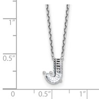 14K White Gold 1.25 Carat Lab Grown Diamond VS+ F+ Complete Letter J Single Stone Initial Necklace, 18" view 3