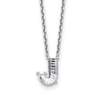14K White Gold 1.25 Carat Lab Grown Diamond VS+ F+ Complete Letter J Single Stone Initial Necklace, 18" view 1