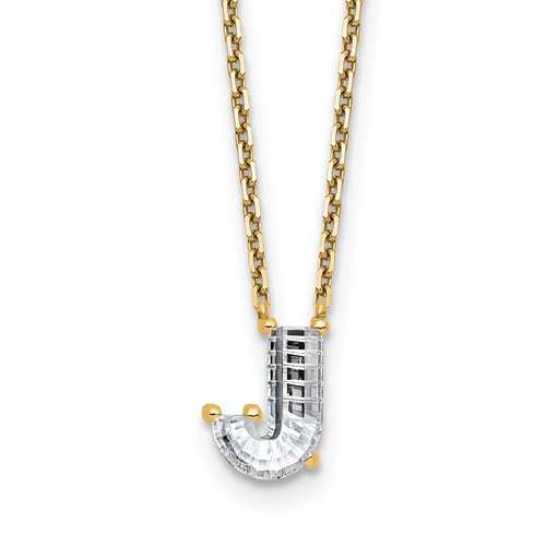 14K Yellow Gold 1.25 Carat Lab Grown Diamond VS+ F+ Complete Letter J Single Stone Initial Necklace, 18"