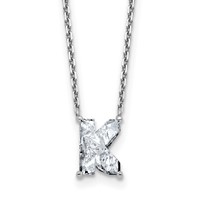 14K White Gold 2 Carat Lab Grown Diamond VS+ F+ Complete Letter K Single Stone Initial Necklace, 18" view 1