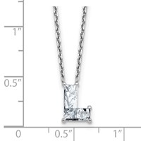14K White Gold 1.62 Carat Lab Grown Diamond VS+ F+ Complete Letter L Single Stone Initial Necklace, 18" view 3