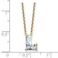 14K Yellow Gold 1.62 Carat Lab Grown Diamond VS+ F+ Complete Letter L Single Stone Initial Necklace, 18" view 3