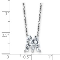 14K White Gold 2.33 Carat Lab Grown Diamond VS+ F+ Complete Letter M Single Stone Initial Necklace, 18" view 3