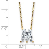 14K Yellow Gold 2.33 Carat Lab Grown Diamond VS+ F+ Complete Letter M Single Stone Initial Necklace, 18" view 3