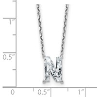 14K White Gold 1.88 Carat Lab Grown Diamond VS+ F+ Complete Letter N Single Stone Initial Necklace, 18" view 3