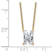 14K Yellow Gold 1.88 Carat Lab Grown Diamond VS+ F+ Complete Letter N Single Stone Initial Necklace, 18" view 3