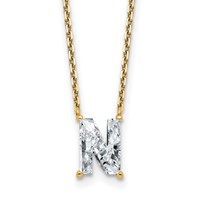 14K Yellow Gold 1.88 Carat Lab Grown Diamond VS+ F+ Complete Letter N Single Stone Initial Necklace, 18" view 1