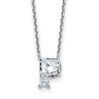 14K White Gold 2 Carat Lab Grown Diamond VS+ F+ Complete Letter P Single Stone Initial Necklace, 18" view 1