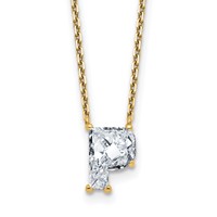 14K Yellow Gold 2 Carat Lab Grown Diamond VS+ F+ Complete Letter P Single Stone Initial Necklace, 18" view 1