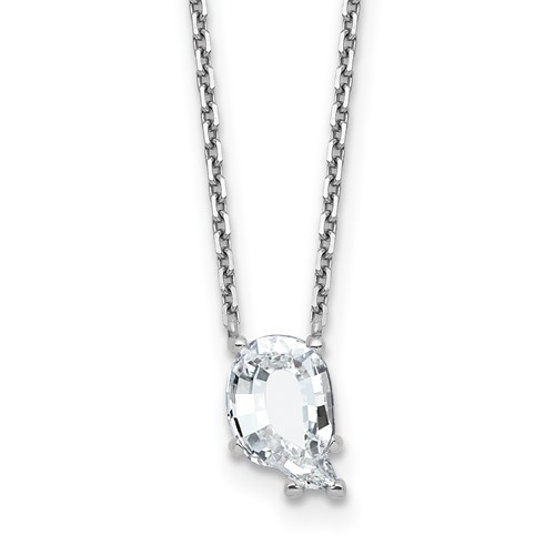 14K White Gold 2.25 Carat Lab Grown Diamond VS+ F+ Complete Letter Q Single Stone Initial Necklace, 18"