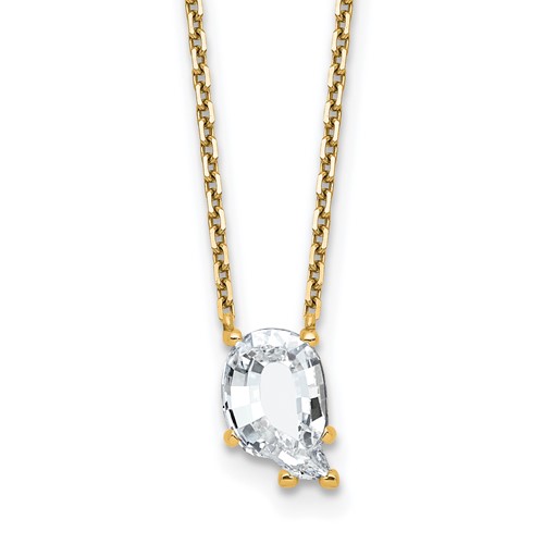 14K Yellow Gold 2.25 Carat Lab Grown Diamond VS+ F+ Complete Letter Q Single Stone Initial Necklace, 18"