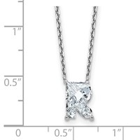 14K White Gold 2.33 Carat Lab Grown Diamond VS+ F+ Complete Letter R Single Stone Initial Necklace, 18" view 3