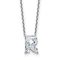 14K White Gold 2.33 Carat Lab Grown Diamond VS+ F+ Complete Letter R Single Stone Initial Necklace, 18" view 1