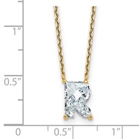 14K Yellow Gold 2.33 Carat Lab Grown Diamond VS+ F+ Complete Letter R Single Stone Initial Necklace, 18" view 3