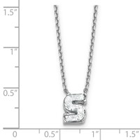 14K White Gold 1.62 Carat Lab Grown Diamond VS+ F+ Complete Letter S Single Stone Initial Necklace, 18" view 5