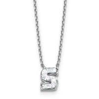 14K White Gold 1.62 Carat Lab Grown Diamond VS+ F+ Complete Letter S Single Stone Initial Necklace, 18" view 1
