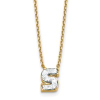 14K Yellow Gold 1.62 Carat Lab Grown Diamond VS+ F+ Complete Letter S Single Stone Initial Necklace, 18" view 1
