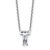 14K White Gold 1.62 Carat Lab Grown Diamond VS+ F+ Complete Letter T Single Stone Initial Necklace, 18" view 1