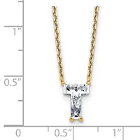 14K Yellow Gold 1.62 Carat Lab Grown Diamond VS+ F+ Complete Letter T Single Stone Initial Necklace, 18" view 3