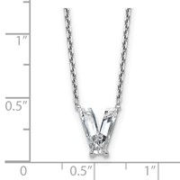 14K White Gold 1.75 Carat Lab Grown Diamond VS+ F+ Complete Letter V Single Stone Initial Necklace, 18" view 3