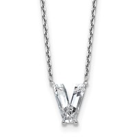 14K White Gold 1.75 Carat Lab Grown Diamond VS+ F+ Complete Letter V Single Stone Initial Necklace, 18" view 1