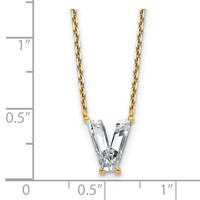 14K Yellow Gold 1.75 Carat Lab Grown Diamond VS+ F+ Complete Letter V Single Stone Initial Necklace, 18" view 3