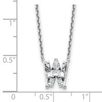 14K White Gold 2.33 Carat Lab Grown Diamond VS+ F+ Complete Letter W Single Stone Initial Necklace, 18" view 3