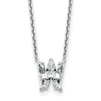 14K White Gold 2.33 Carat Lab Grown Diamond VS+ F+ Complete Letter W Single Stone Initial Necklace, 18" view 1