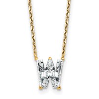 14K Yellow Gold 2.33 Carat Lab Grown Diamond VS+ F+ Complete Letter W Single Stone Initial Necklace, 18" view 1