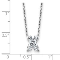 14K White Gold 2 Carat Lab Grown Diamond VS+ F+ Complete Letter X Single Stone Initial Necklace, 18" view 3