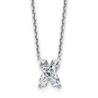 14K White Gold 2 Carat Lab Grown Diamond VS+ F+ Complete Letter X Single Stone Initial Necklace, 18" view 1