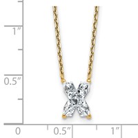 14K Yellow Gold 2 Carat Lab Grown Diamond VS+ F+ Complete Letter X Single Stone Initial Necklace, 18" view 3