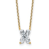 14K Yellow Gold 2 Carat Lab Grown Diamond VS+ F+ Complete Letter X Single Stone Initial Necklace, 18" view 1