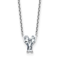 14K White Gold 1.75 Carat Lab Grown Diamond VS+ F+ Complete Letter Y Single Stone Initial Necklace, 18" view 1