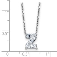 14K White Gold 1.88 Carat Lab Grown Diamond VS+ F+ Complete Letter Z Single Stone Initial Necklace, 18" view 3