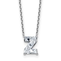 14K White Gold 1.88 Carat Lab Grown Diamond VS+ F+ Complete Letter Z Single Stone Initial Necklace, 18" view 1