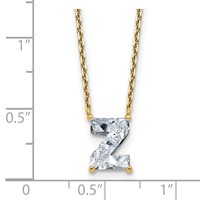 14K Yellow Gold 1.88 Carat Lab Grown Diamond VS+ F+ Complete Letter Z Single Stone Initial Necklace, 18" view 3