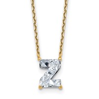 14K Yellow Gold 1.88 Carat Lab Grown Diamond VS+ F+ Complete Letter Z Single Stone Initial Necklace, 18" view 1