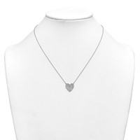 14K White Gold 0.75 ctw Lab Grown Diamond VS+ F+ Heart Cluster Necklace view 3