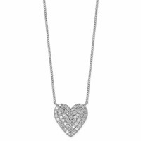 14K White Gold 0.75 ctw Lab Grown Diamond VS+ F+ Heart Cluster Necklace view 1