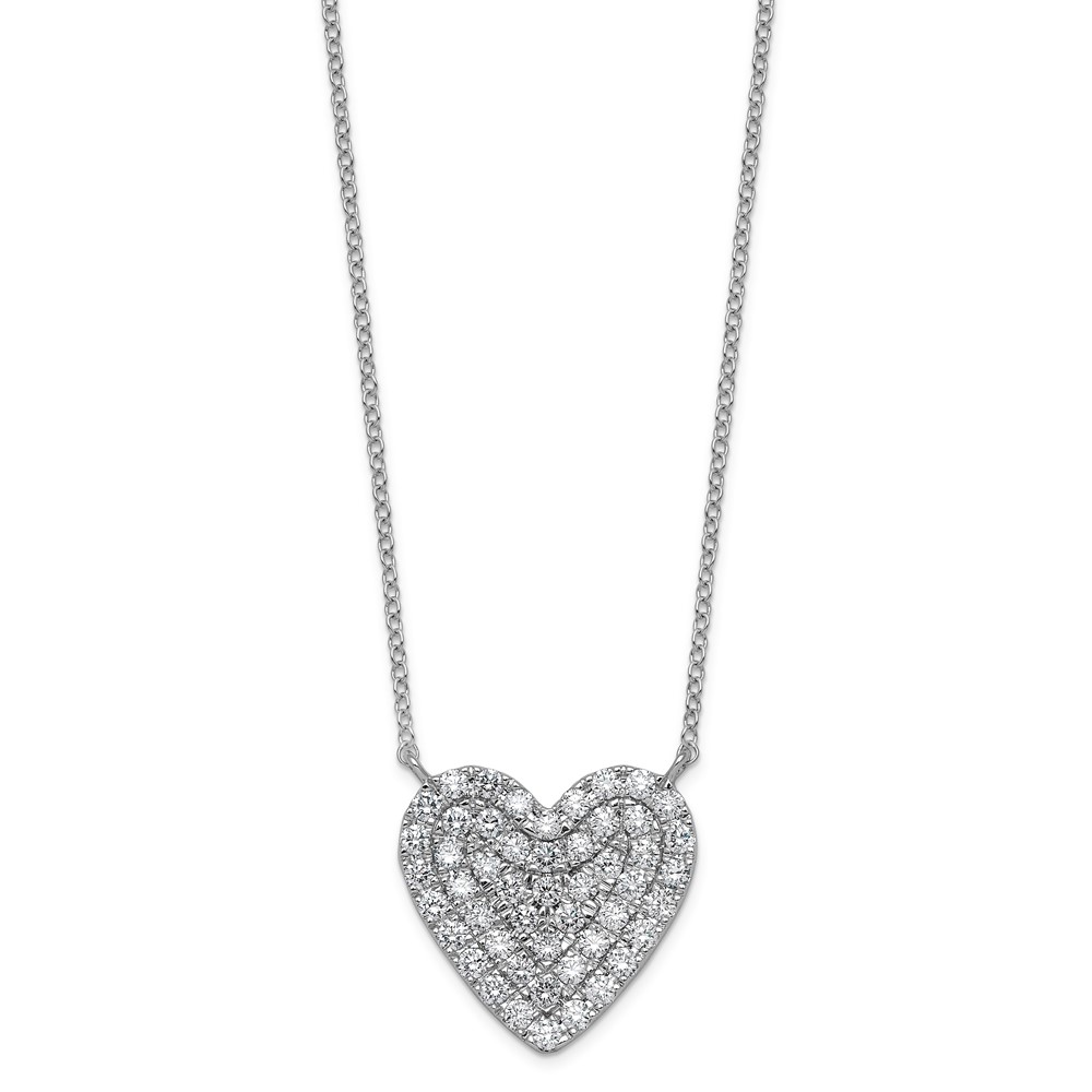 14K White Gold 1 ctw Lab Grown Diamond VS+ F+ Heart Cluster Necklace