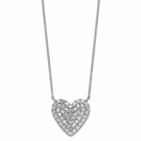 14K White Gold 1 ctw Lab Grown Diamond VS+ F+ Heart Cluster Necklace view 1