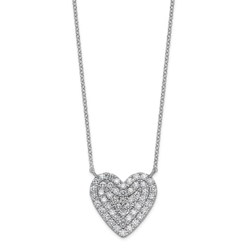 14K White Gold 1 ctw Lab Grown Diamond VS+ F+ Heart Cluster Necklace