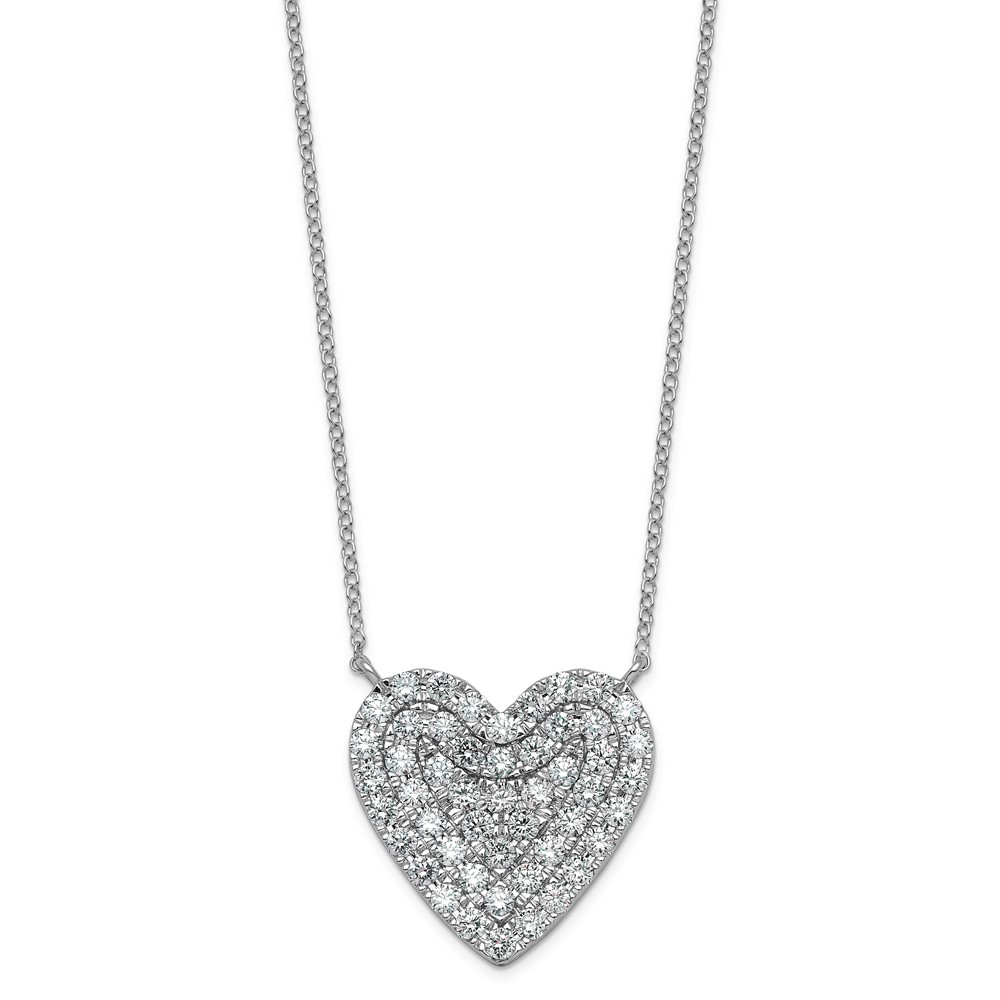 14K White Gold 1.50 ctw Lab Grown Diamond VS+ F+ Heart Cluster Necklace