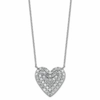14K White Gold 1.50 ctw Lab Grown Diamond VS+ F+ Heart Cluster Necklace view 1