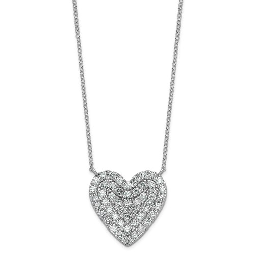 14K White Gold 1.50 ctw Lab Grown Diamond VS+ F+ Heart Cluster Necklace