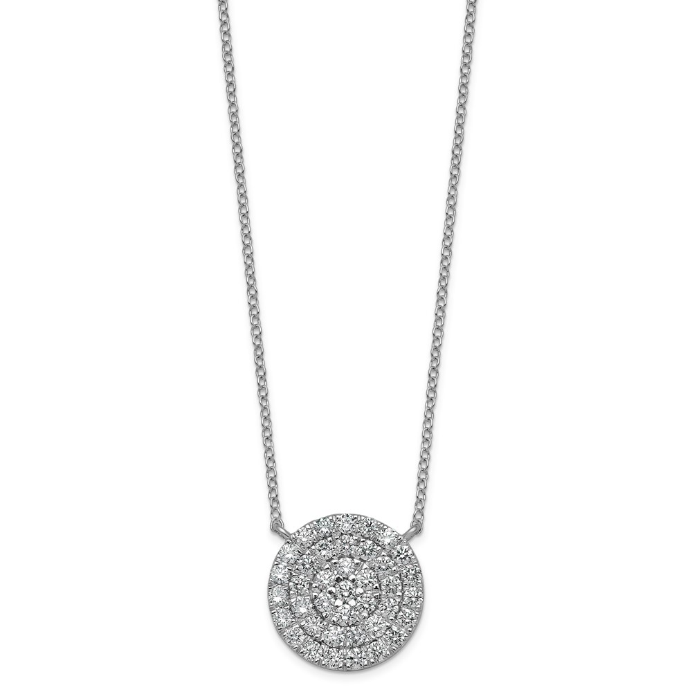 14K White Gold 1 ctw Lab Grown Diamond VS+ F+ Round Cluster Necklace